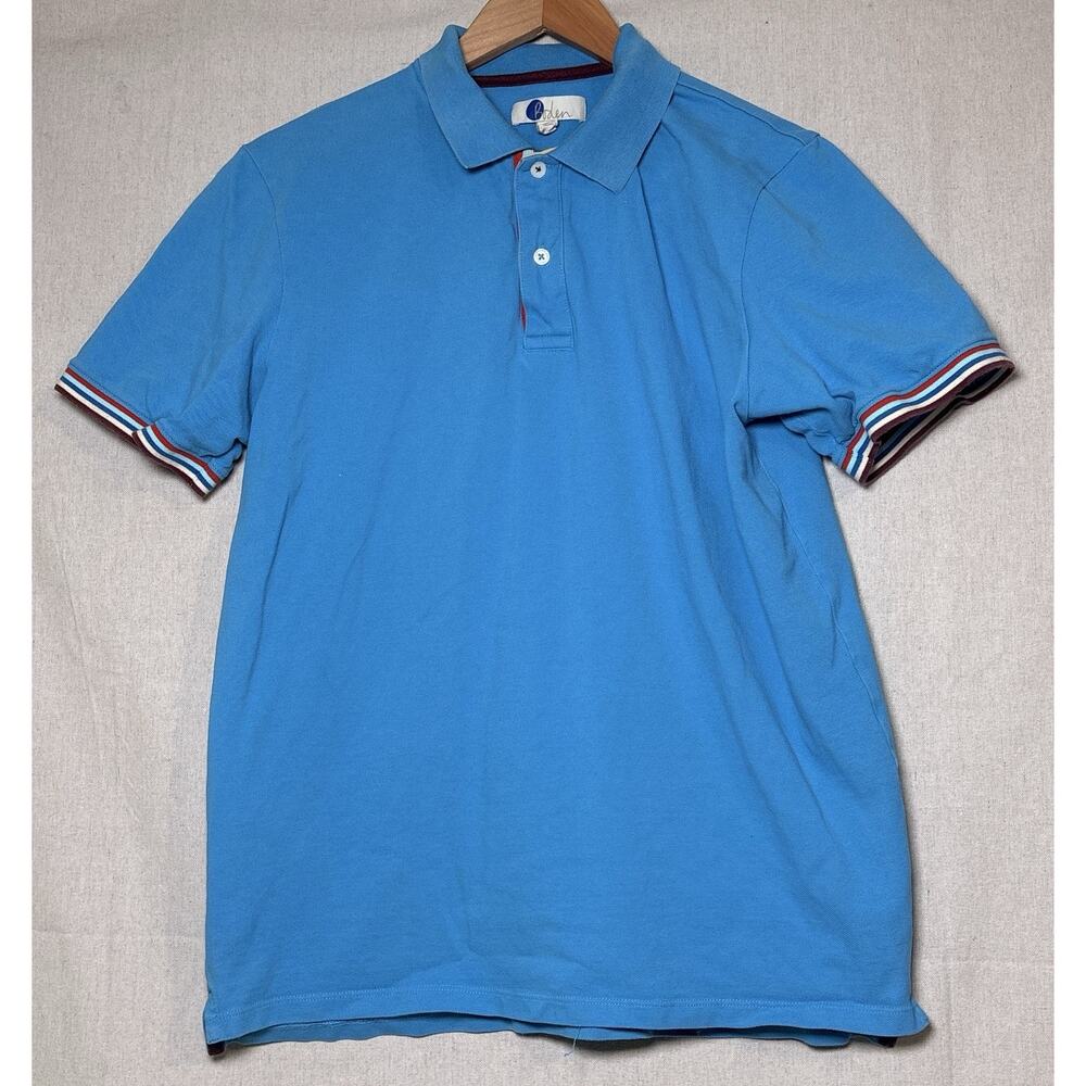 Boden 100% Cotton Short Sleeve Polo Shirt Blue Men's Size Large‎